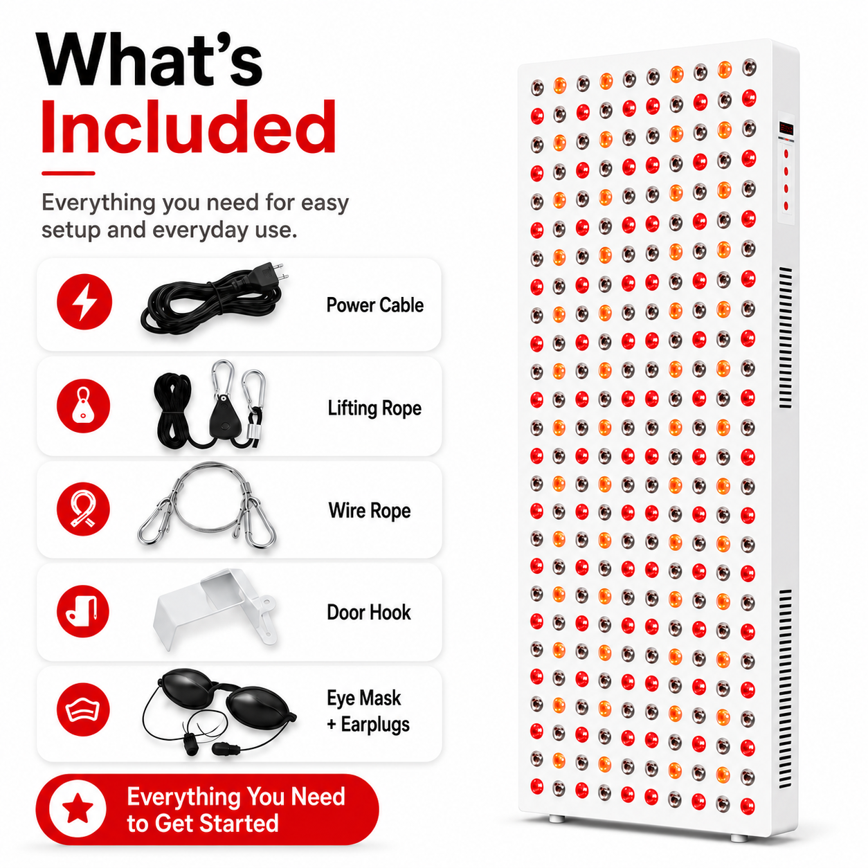 Red Light Therapy & Near Infrared Light Therapy Panel, Full Body, 1500W