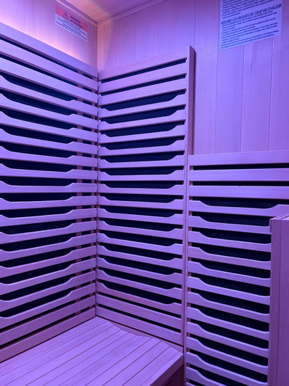 Blisspod | Milano | Full Spectrum Sauna Canadian Hemlock Ultra Low EMF | 6 Far Infrared & Red Glass Heater & Chromotherapy | 2 Person