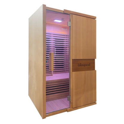 Blisspod | Milano | Full Spectrum Sauna Canadian Hemlock Ultra Low EMF | 6 Far Infrared & Red Glass Heater & Chromotherapy | 2 Person