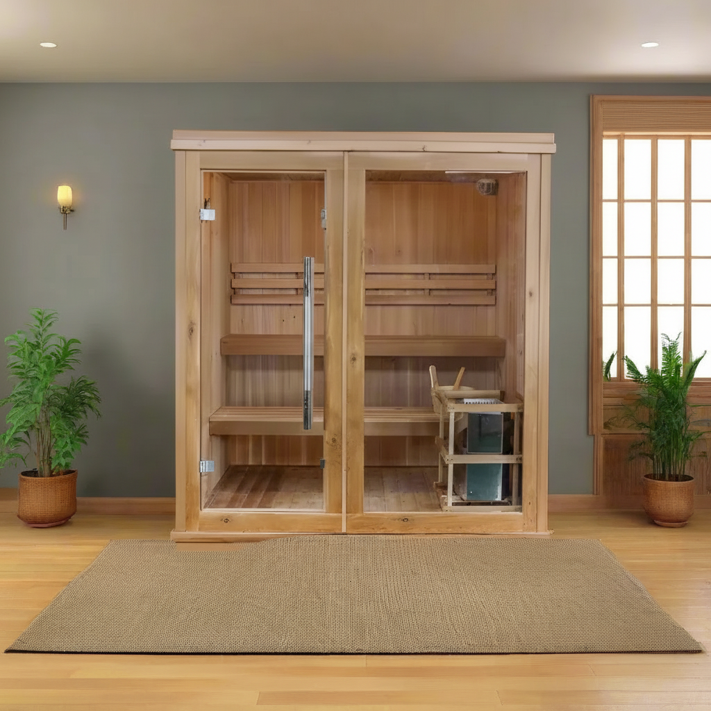 Charleston 4-Person Indoor Traditional Sauna Double Bench